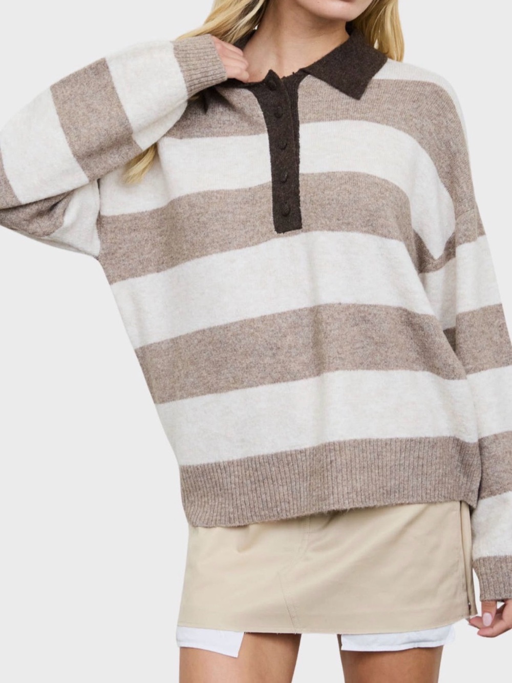 Blu Pepper Stripe Polo Sweater